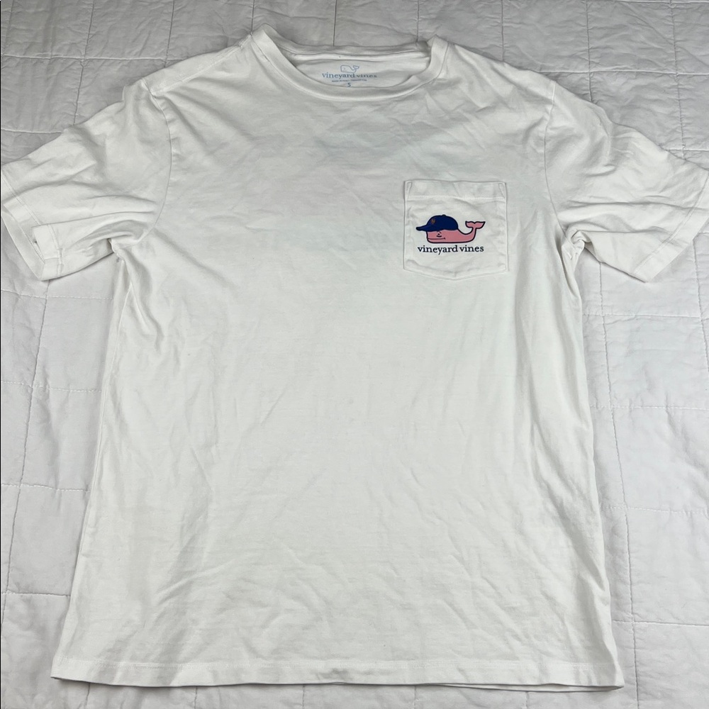 Vineyard Vines New York Mets Classic White Tee with Whale Emblem Sz S read des‎